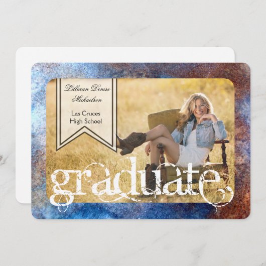 12x18 Rusted Metal Steel Grunge Senior Ankündigung (Vorne/Hinten)