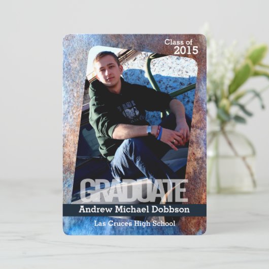 12x18 Rusted Metal Steel Grunge Senior Ankündigung (Stehend Vorderseite)