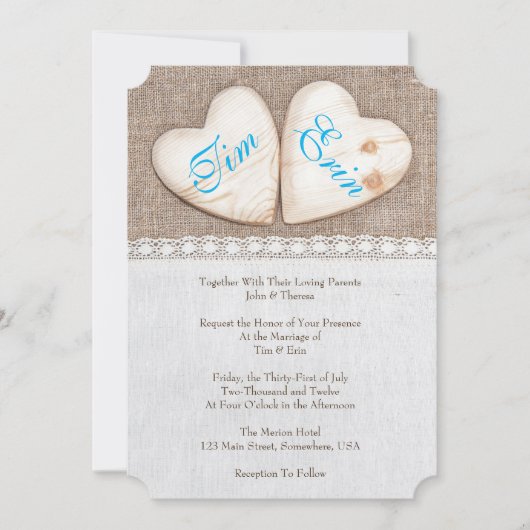 12x18 Rustic Burlap & Lace Wedding Einladung (Vorderseite)