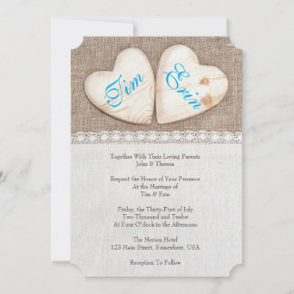12x18 Rustic Burlap & Lace Wedding Einladung