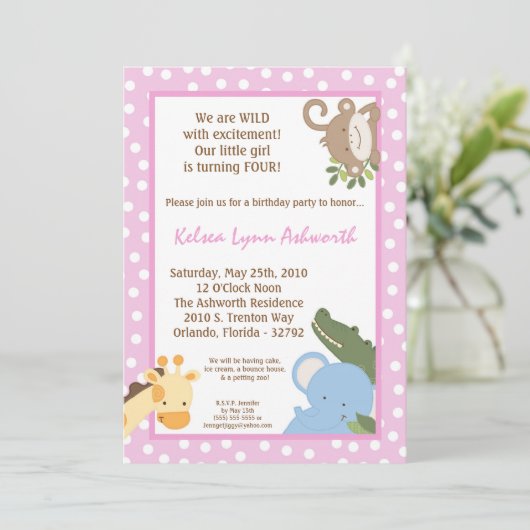 12x18 Safari Jungle ZooTier Einladung zum Geburtst (Stehend Vorderseite)