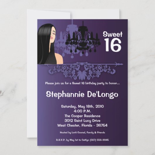 12x18 Sassy Girl Sweet 16 Geburtstag Einladung (Vorderseite)
