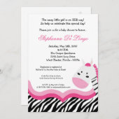 12x18 Sassy Pink Jungle Zebra Babydusche Einladung (Vorne/Hinten)