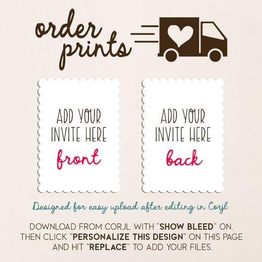 12x18" Scalloped Shaped Invitation Printing Einladung