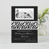 12x18 Schwarz-weiß Zebra FOTO Geburtsankündigung Ankündigung (Stehend Vorderseite)