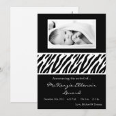 12x18 Schwarz-weiß Zebra FOTO Geburtsankündigung Ankündigung (Vorne/Hinten)