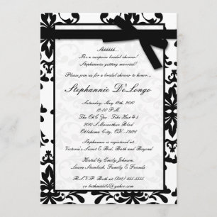 12x18 Schwarz-weiße Damast-Brautparty-Einladung Einladung