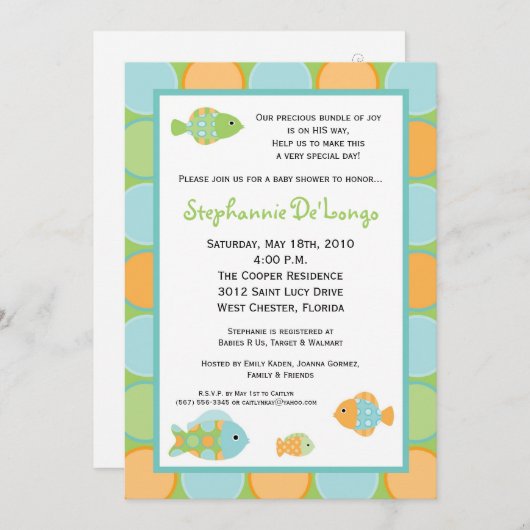 12x18 Sea Ocean Life Fish Babydusche Einladung (Vorne/Hinten)