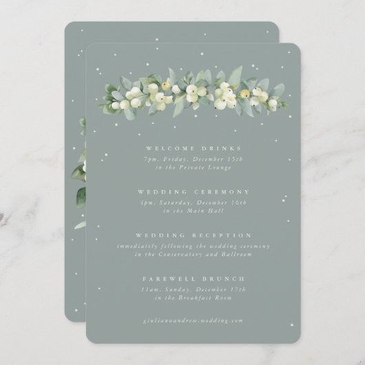 12x18 Seafoam Snowberry+Eukalyptus Hochzeitstag (Vorne/Hinten)