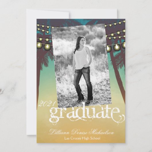 12x18 Senior Announcement Beach Sunset Palm Tree S Ankündigung (Vorderseite)