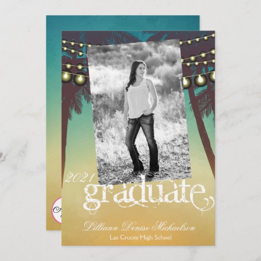 12x18 Senior Announcement Beach Sunset Palm Tree S Ankündigung (Vorne/Hinten)