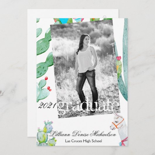 12x18 Senior Announcement Boho Llama Bohemisch Cac Ankündigung (Vorne/Hinten)