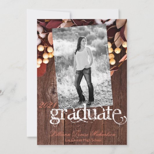 12x18 Senior Announcement Cotton Branch auf dunkle Ankündigung (Vorderseite)