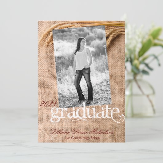 12x18 Senior Announction Wheat on Burlap Sack Coun Ankündigung (Stehend Vorderseite)