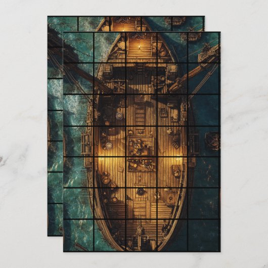 12x18 Ship Paper Gridmap Einladung (Vorne/Hinten)