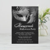 12x18 Silver Masquerade Halloween Einladung (Stehend Vorderseite)