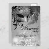 12x18 Silver Masquerade Sweet 16 Geburtstag Einlad Einladung (Vorne/Hinten)
