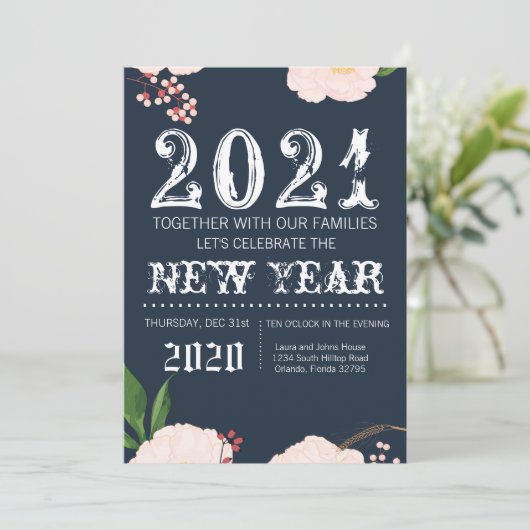 12x18 Silvester Einladung Baby Pink Cosmos auf (Stehend Vorderseite)