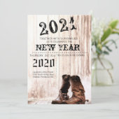 12x18 Silvester Einladung Stiefel Land rustikal (Stehend Vorderseite)