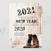 12x18 Silvester Einladung Stiefel Land rustikal (Vorne/Hinten)