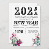 12x18 Silvester Einladung tropischer Blume über (Vorne/Hinten)