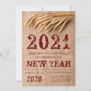 12x18 Silvester Einladung Wheat on Burlap Sack
