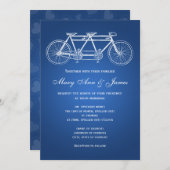 12x18 Simple Wedding Tandem Bike Blue Einladung (Vorne/Hinten)