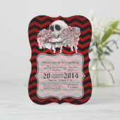 12x18 skull Rose Gothic Zickzack oder Hochzeit Ein Einladung (Stehend Vorderseite)