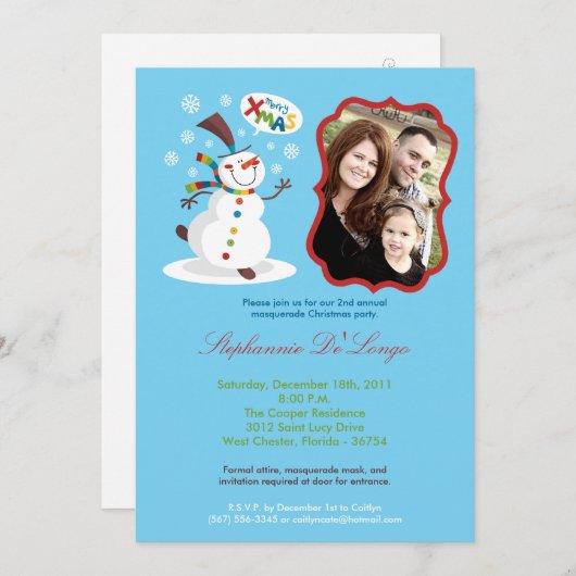 12x18 Snowman Snowflake Weihnachten XMAS Einladung (Vorne/Hinten)