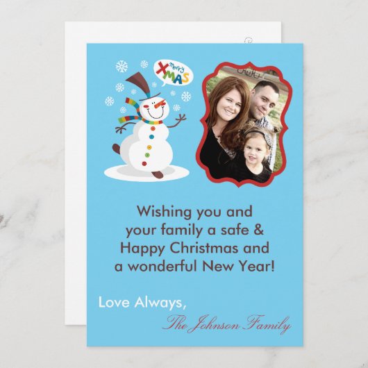 12x18 Snowman Snowflake Weihnachts XMAS Karte (Vorne/Hinten)