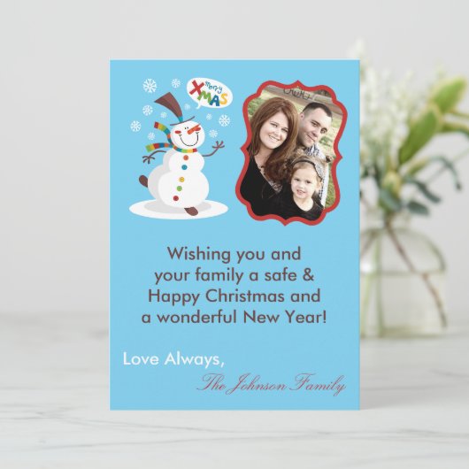 12x18 Snowman Snowflake Weihnachts XMAS Karte (Stehend Vorderseite)