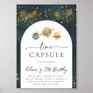 12x18 Space Time Capsule Sign Space Birthday Poster