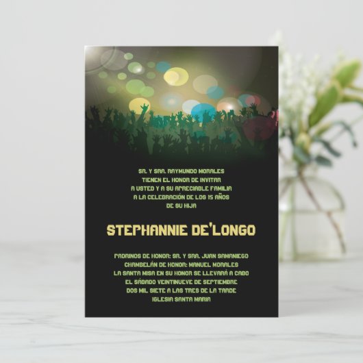 12x18 Spanish Band Quinceanera Birthday Einladung (Stehend Vorderseite)