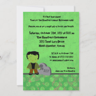 12x18 Spooky Kids Green Halloween-Party Einladung