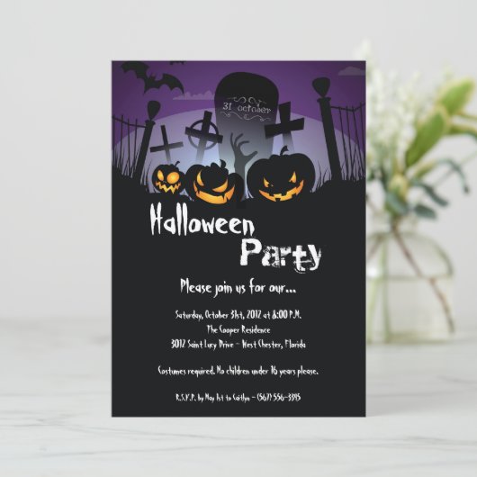 12x18 Spooky Pumpkin Halloween Kostümeinladung Einladung (Stehend Vorderseite)