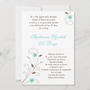 12x18 Spring BlueFlower Quinceanera Einladung