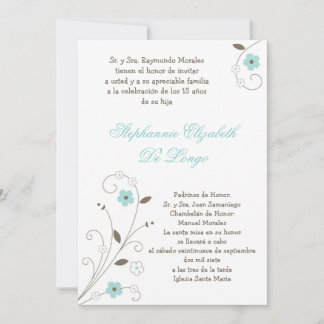 12x18 Spring BlueFlower Quinceanera Einladung
