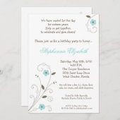 12x18 Spring BlueFlower Sweet 16 Geburtstag Einlad Einladung (Vorne/Hinten)