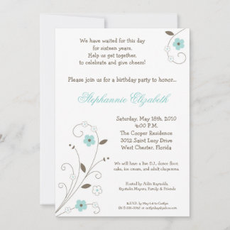 12x18 Spring BlueFlower Sweet 16 Geburtstag Einlad Einladung
