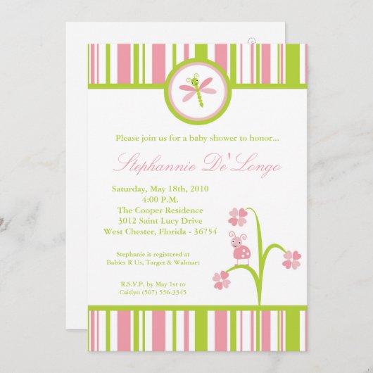 12x18 Spring Bugs Insects Kinderdusche Einladung (Vorne/Hinten)