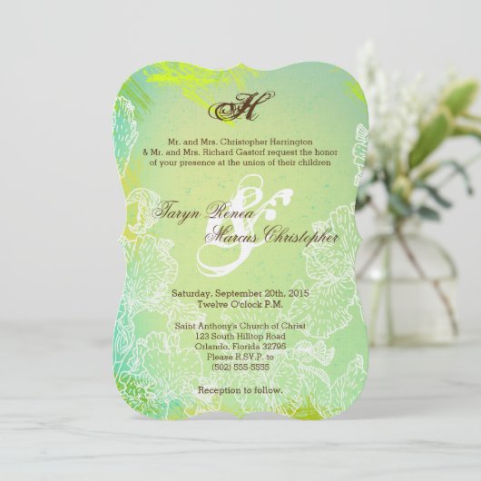 12x18 Spring Hibiskus Blume Hochzeit Einladung (Stehend Vorderseite)