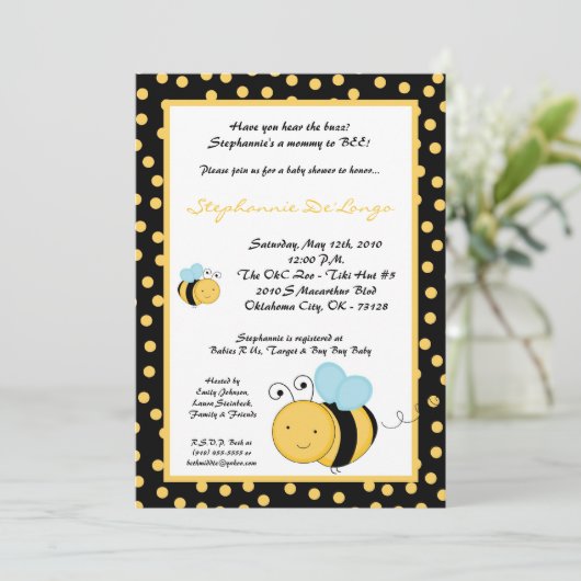 12x18 Spring Honey Bumble Bee Baby Dusche Einladun Einladung (Stehend Vorderseite)