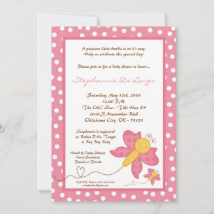 12x18 Spring Pink Butterfly Babydusche Einladung