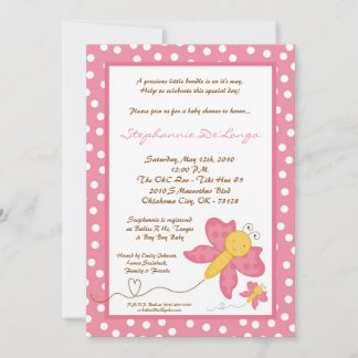 12x18 Spring Pink Butterfly Babydusche Einladung