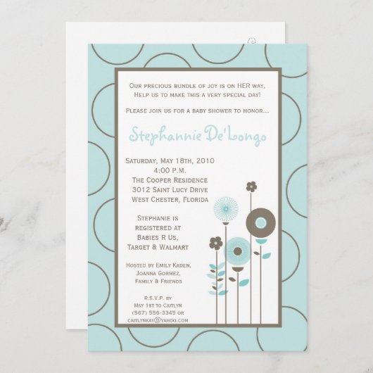 12x18 Spring Time Blue Blume Kinderdusche Einladun Einladung (Vorne/Hinten)