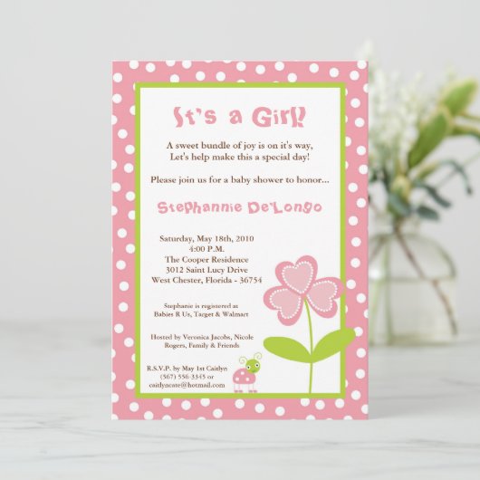 12x18 Spring Time Lady Bug Babydusche Einladung (Stehend Vorderseite)