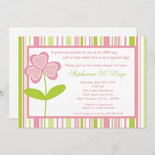 12x18 Spring Time Pink Blume Kinderdusche Einladun Einladung (Vorne/Hinten)