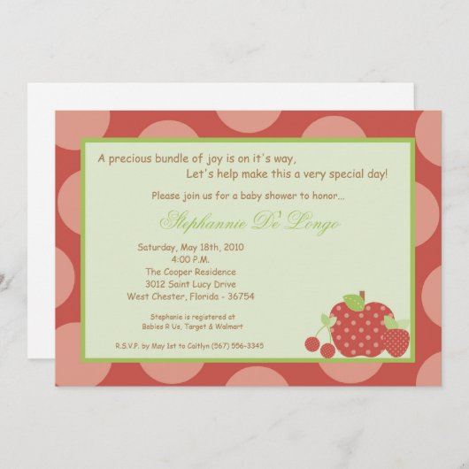 12x18 Summer Time Fresh Fruit Baby Dusche Einladun Einladung (Vorne/Hinten)