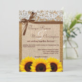 12x18 Sunblume Lace Burlap Count Hochzeit Einladun Einladung (Stehend Vorderseite)