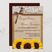 12x18 Sunblume Lace Burlap Count Hochzeit Einladun Einladung (Vorne/Hinten)